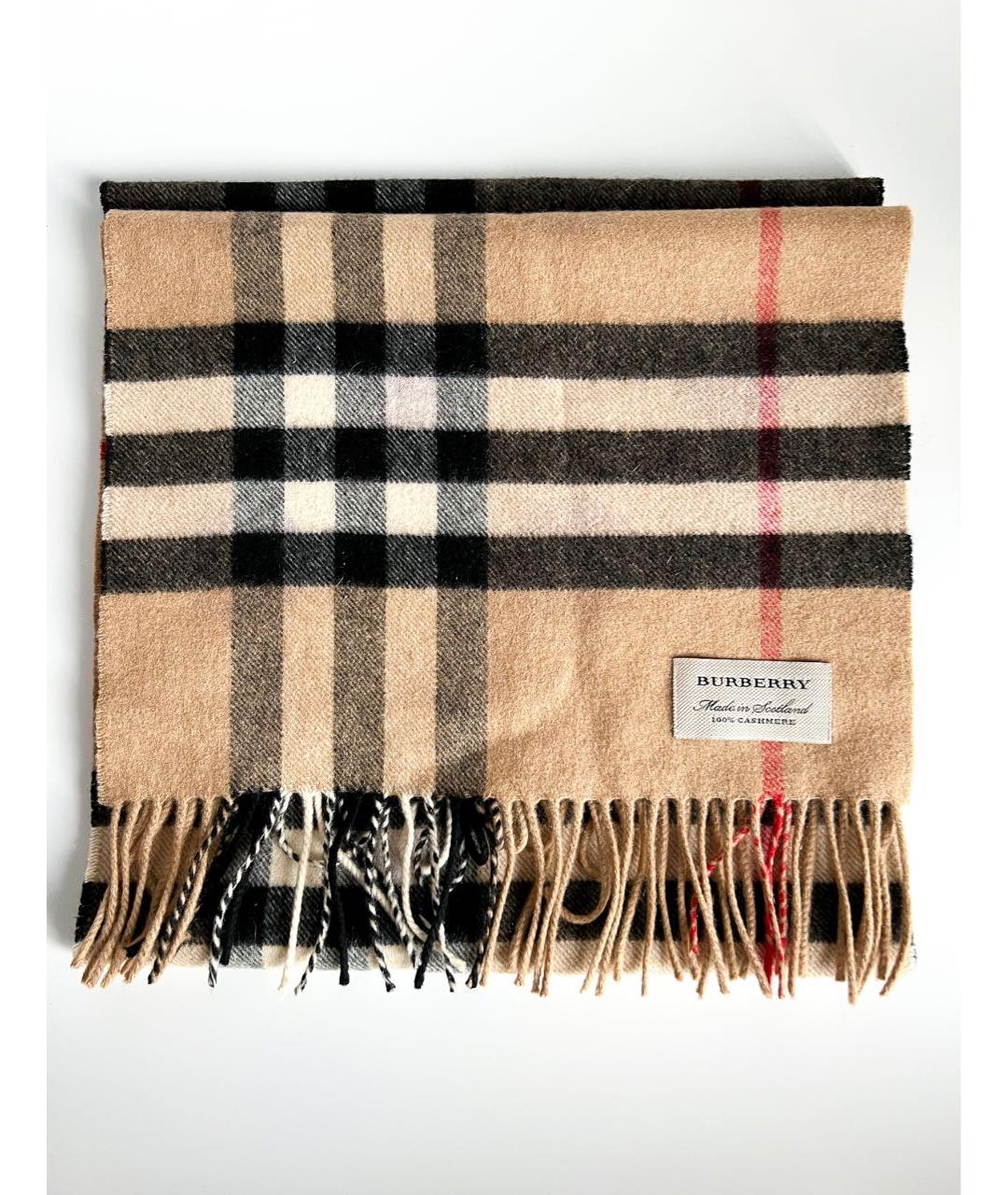 BURBERRY Бежевый кашемировый шарф, фото 5