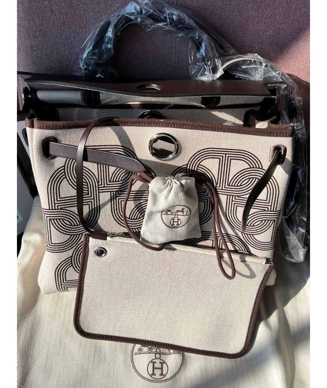 HERMES Бежевая сумка с короткими ручками, фото 5