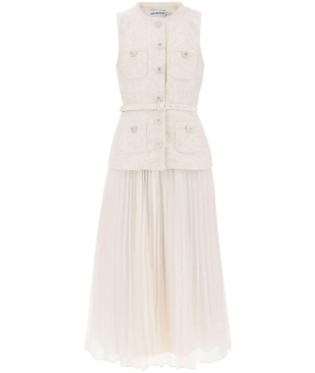 SELF-PORTRAIT Белое вискозное коктейльное платье, фото 1