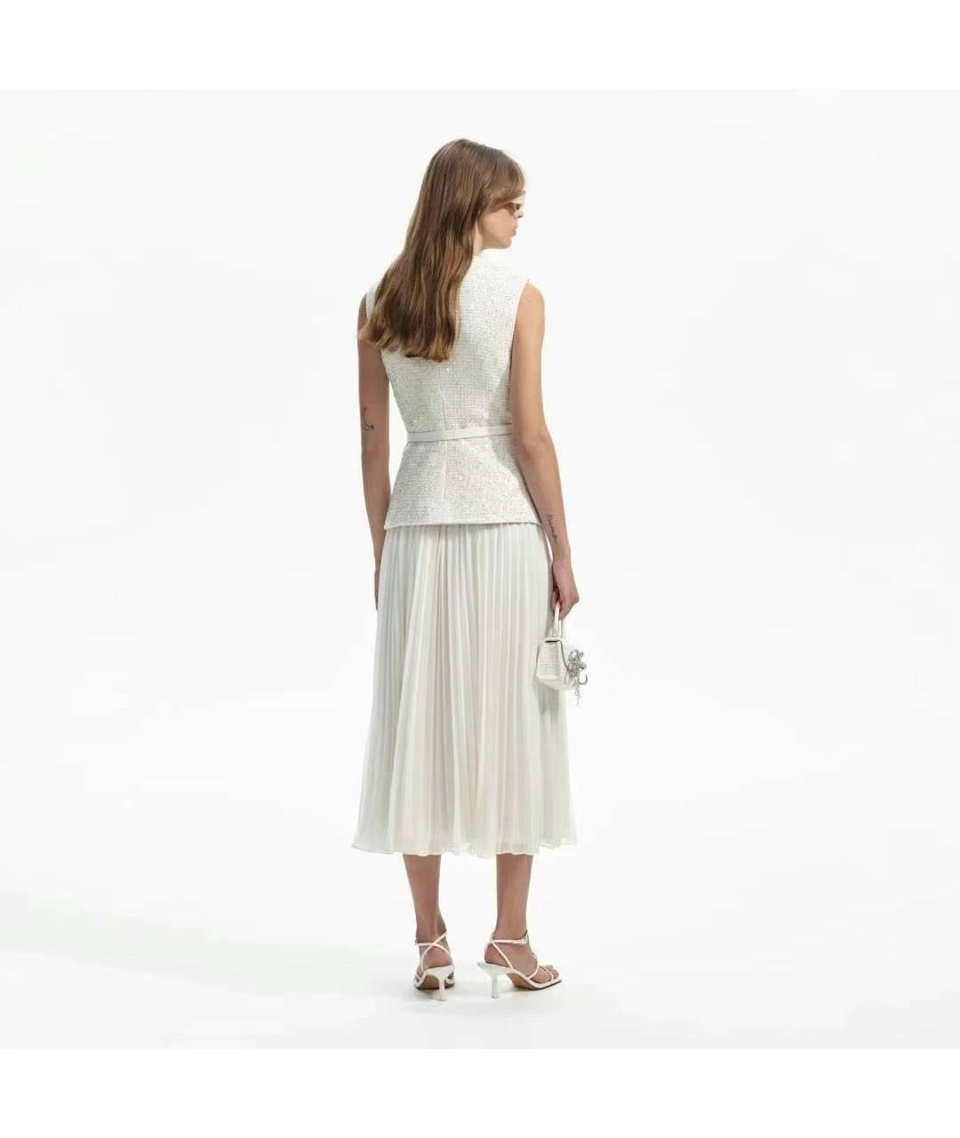SELF-PORTRAIT Белое вискозное коктейльное платье, фото 9