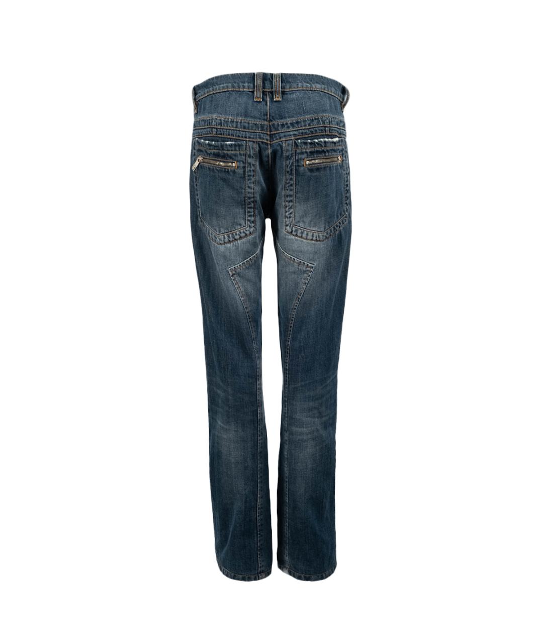 BIKKEMBERGS Темно-синие хлопковые прямые джинсы, фото 2