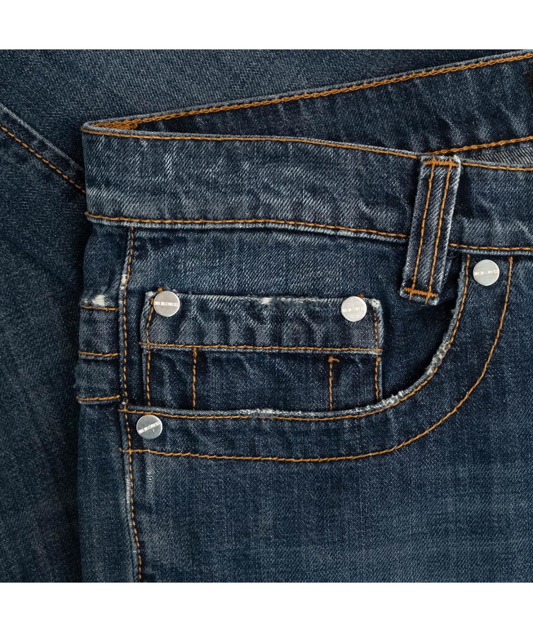 BIKKEMBERGS Темно-синие хлопковые прямые джинсы, фото 5