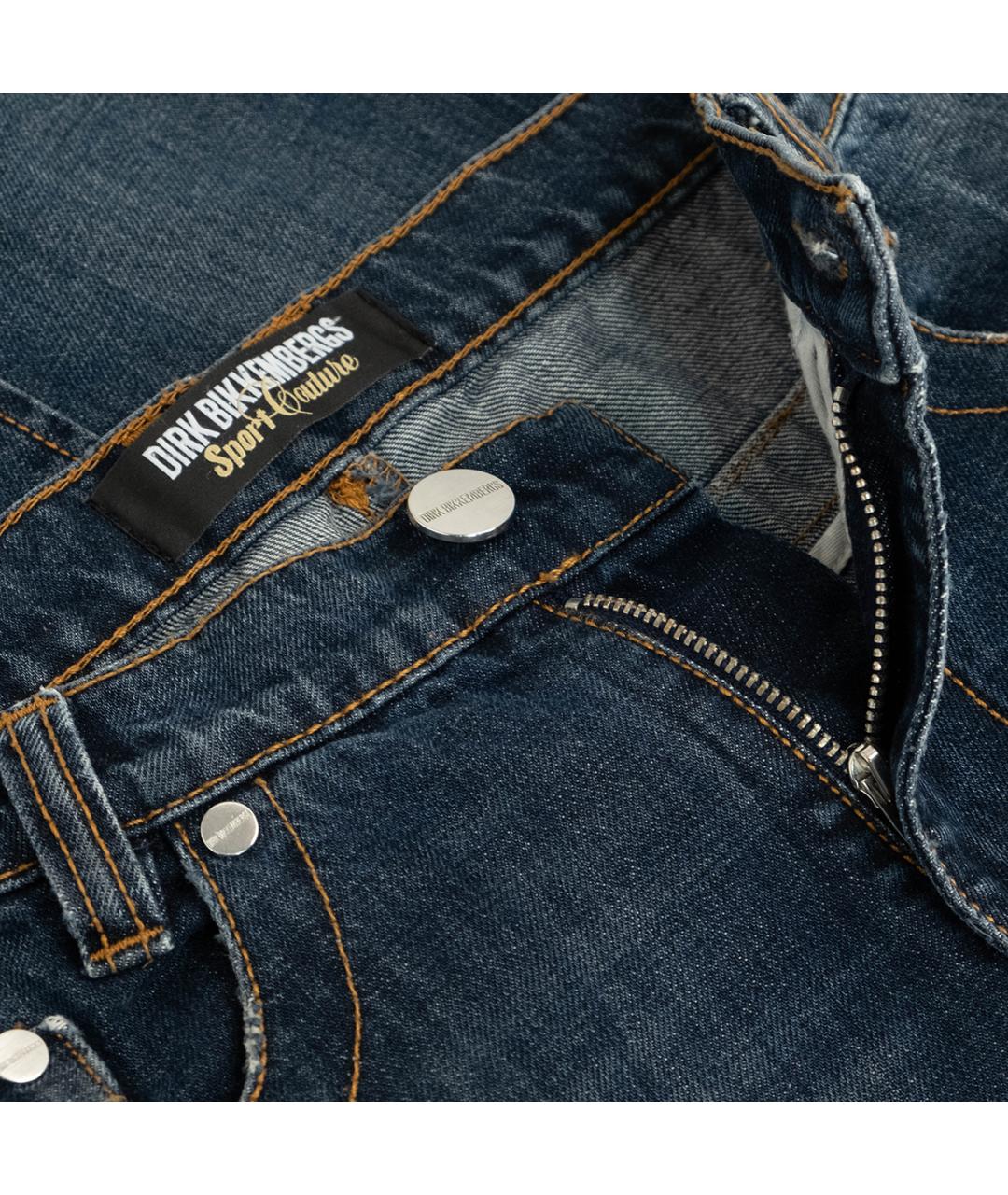 BIKKEMBERGS Темно-синие хлопковые прямые джинсы, фото 4