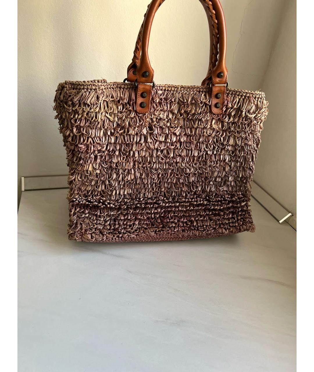 BALENCIAGA Серая пелетеная пляжная сумка, фото 4