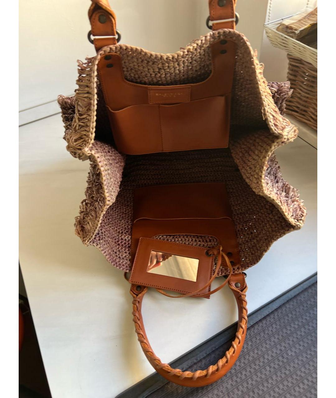 BALENCIAGA Серая пелетеная пляжная сумка, фото 8