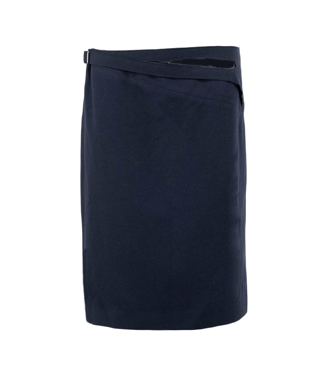 JIL SANDER Темно-синяя кашемировая юбка миди, фото 1