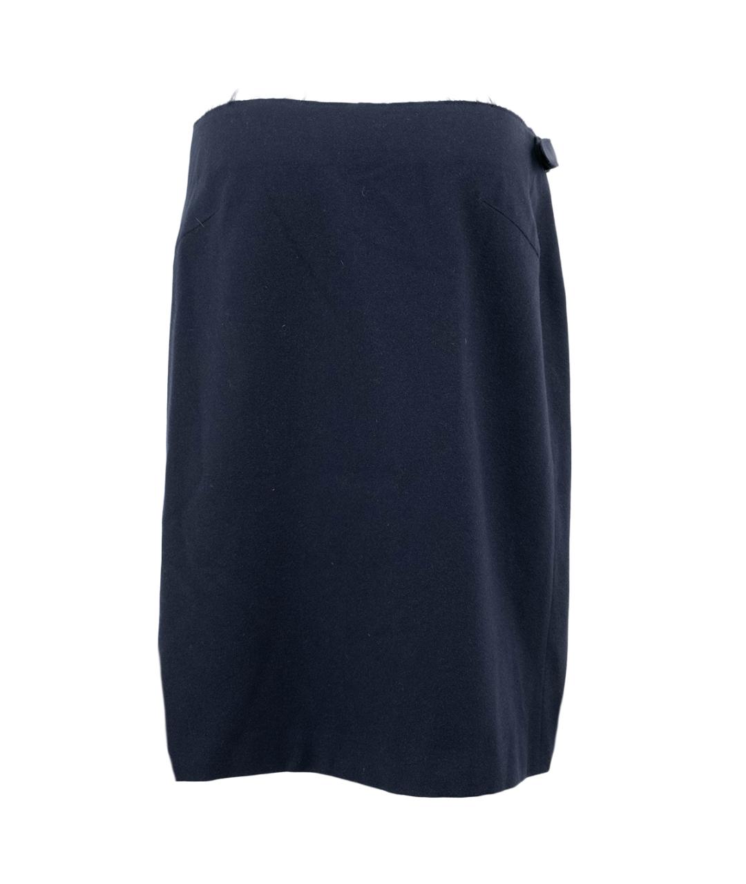 JIL SANDER Темно-синяя кашемировая юбка миди, фото 2