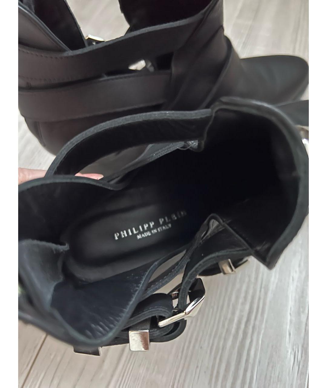 PHILIPP PLEIN Черные кожаные ботинки, фото 4