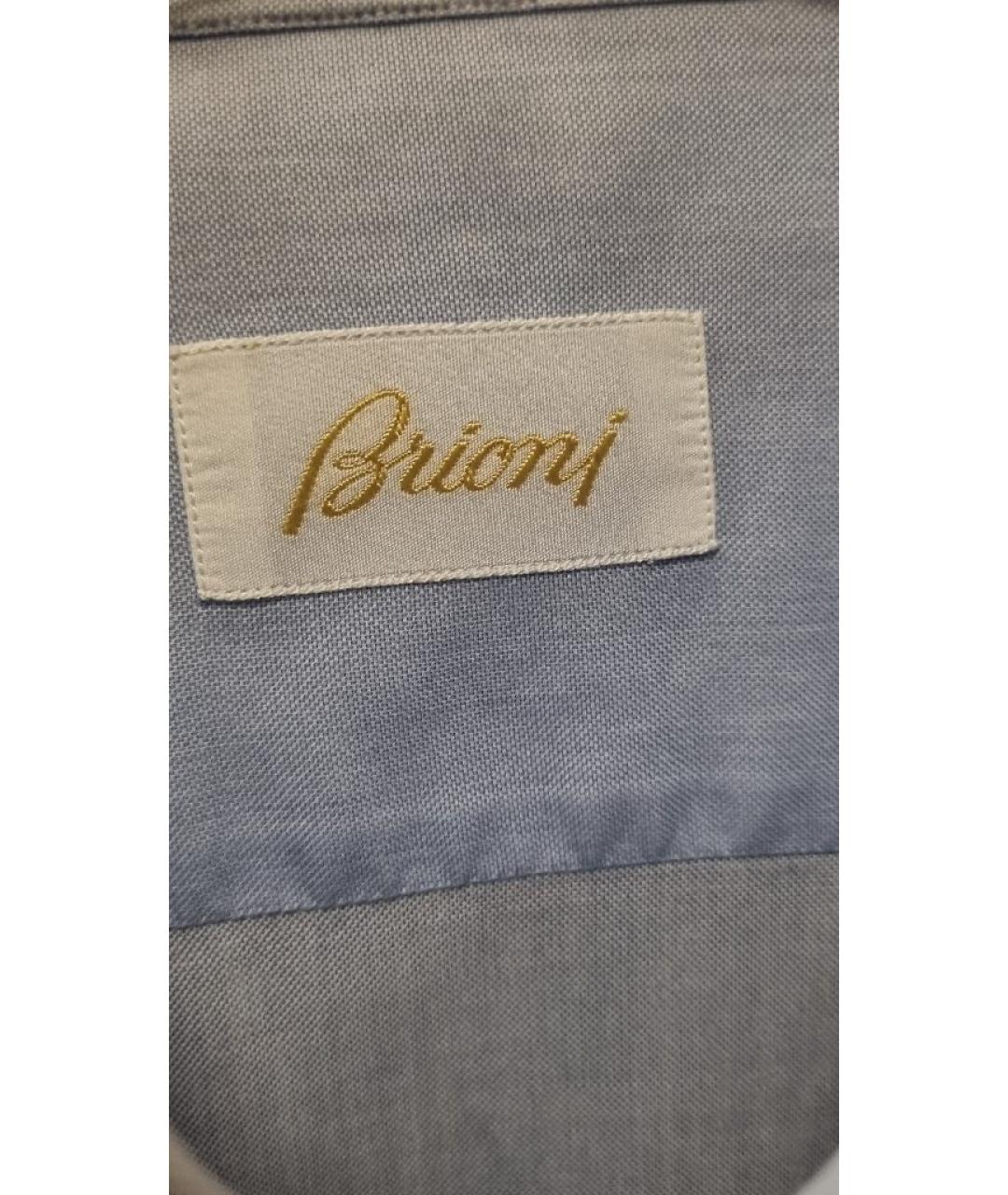 BRIONI Голубая хлопковая классическая рубашка, фото 3