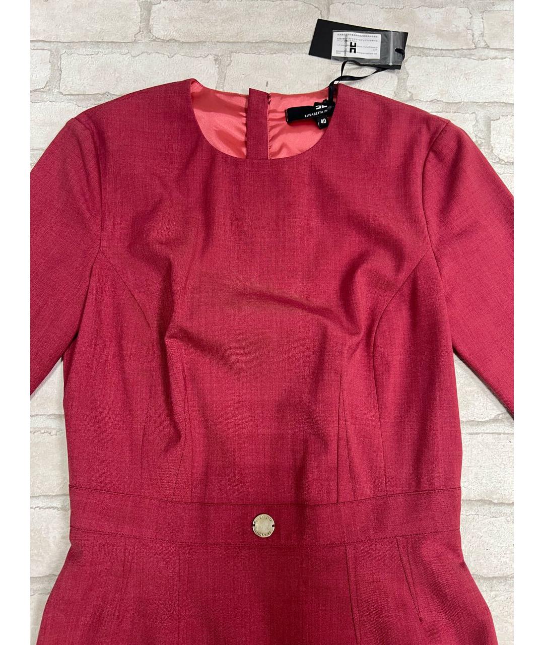 ELISABETTA FRANCHI Бордовое шерстяное повседневное платье, фото 8