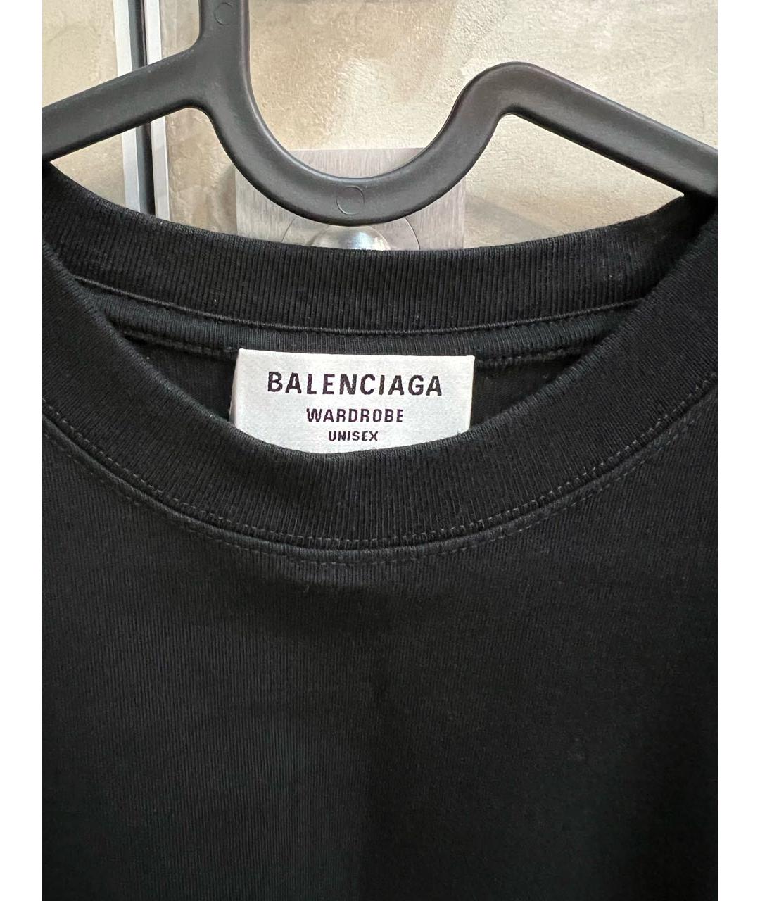 BALENCIAGA Черная хлопковая футболка, фото 3
