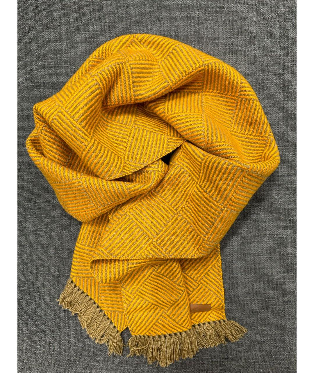 HERMES PRE-OWNED Горчичный кашемировый шарф, фото 4