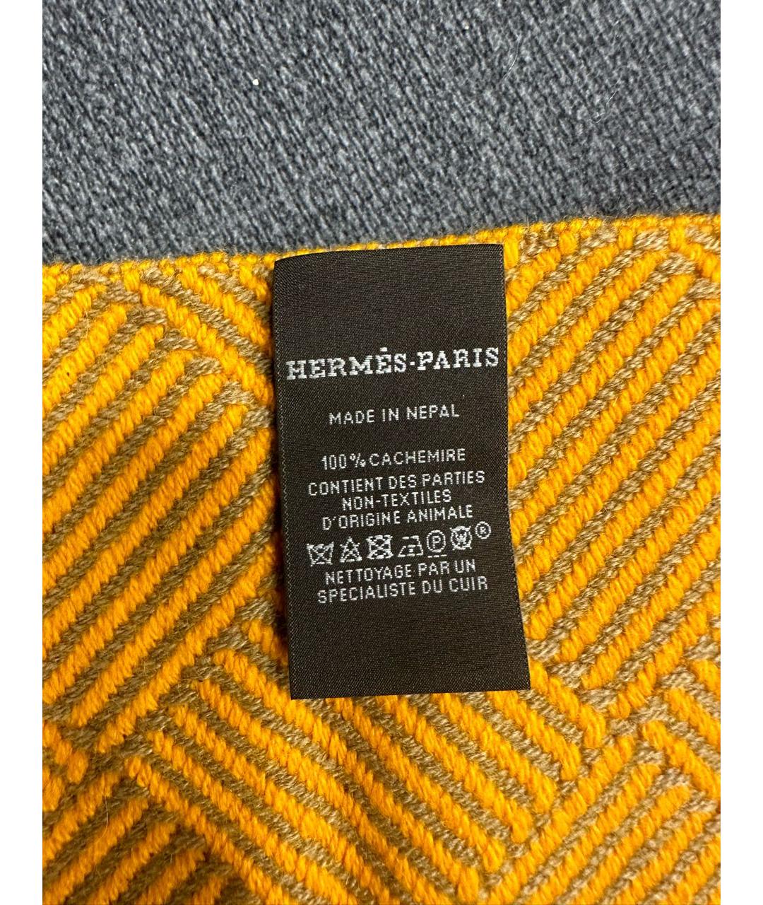 HERMES PRE-OWNED Горчичный кашемировый шарф, фото 2