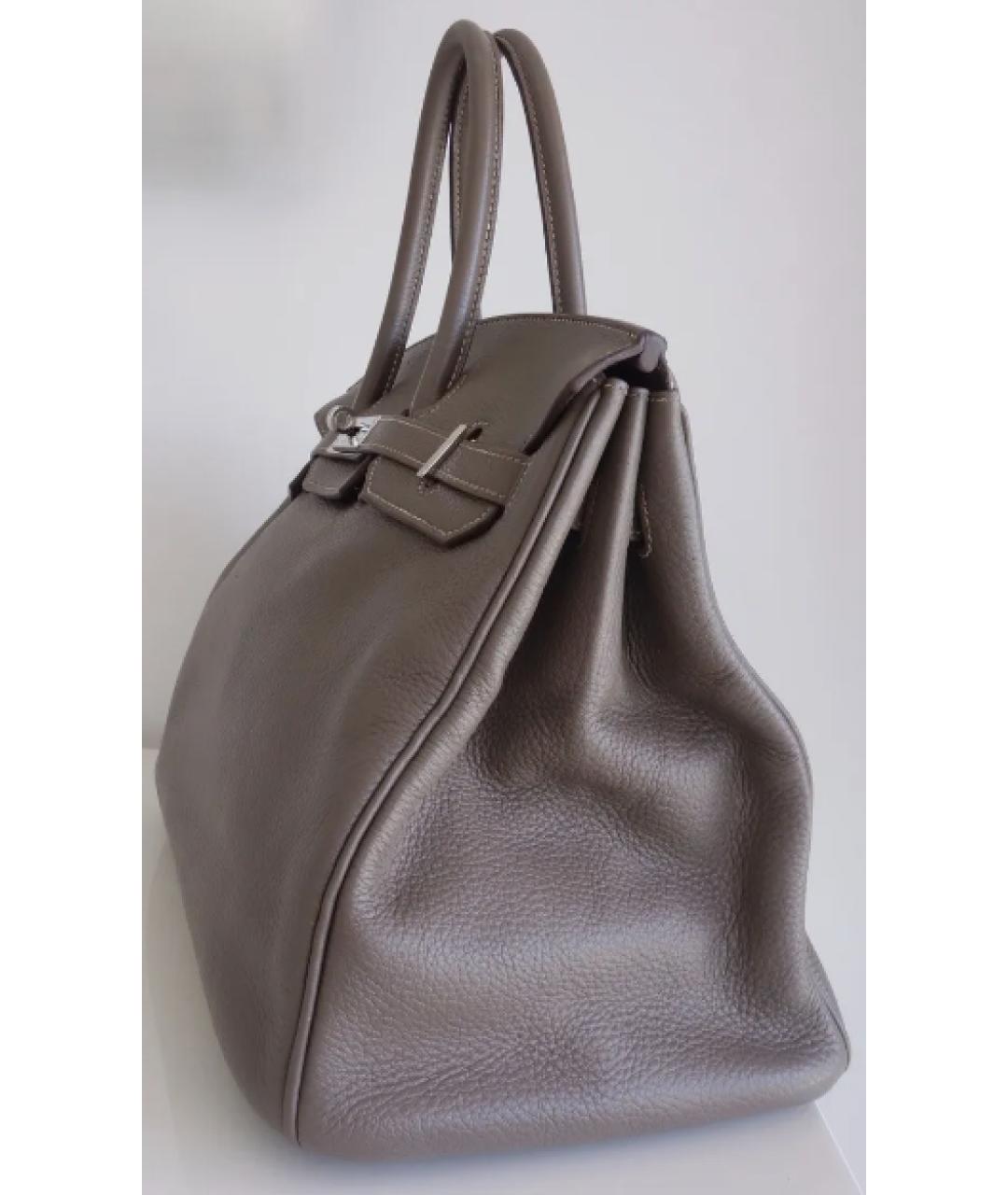 HERMES Серая кожаная сумка с короткими ручками, фото 2