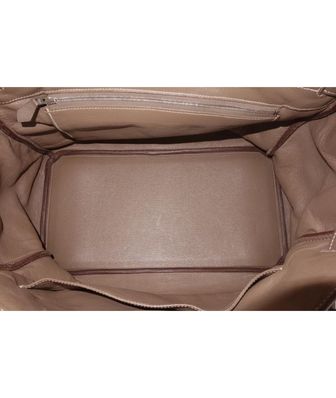 HERMES Серая кожаная сумка с короткими ручками, фото 4