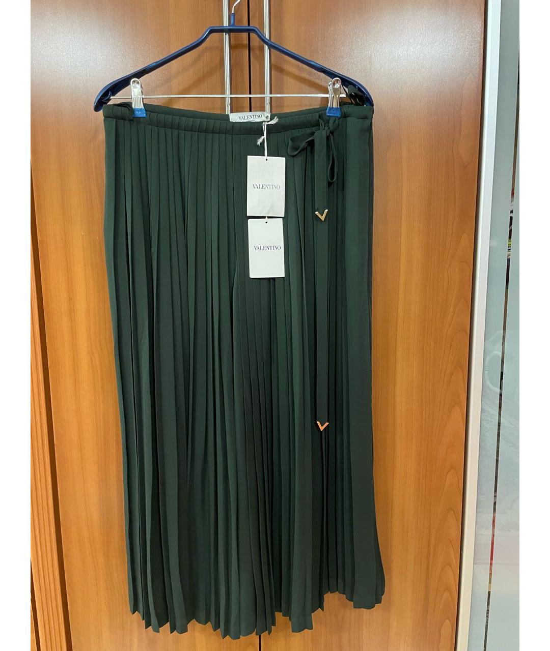 VALENTINO Зеленая шелковая юбка миди, фото 2