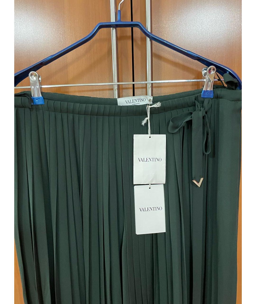 VALENTINO Зеленая шелковая юбка миди, фото 4