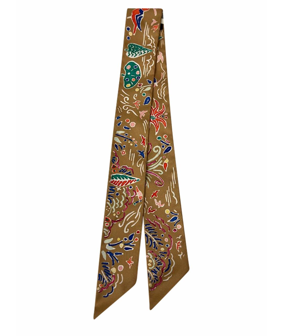 HERMES PRE-OWNED Коричневый шелковый платок, фото 1
