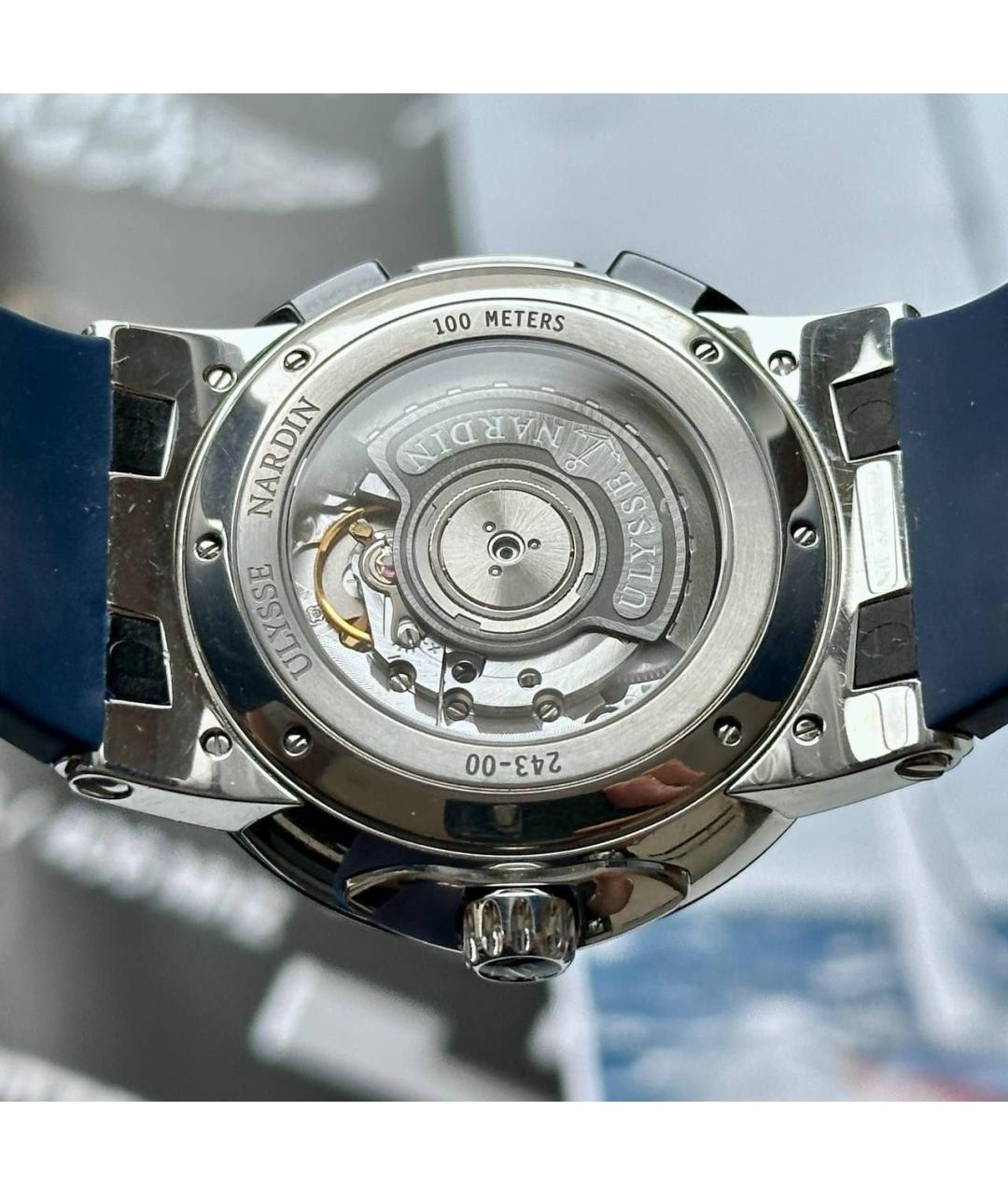 Ulysse Nardin Синие стальные часы, фото 3