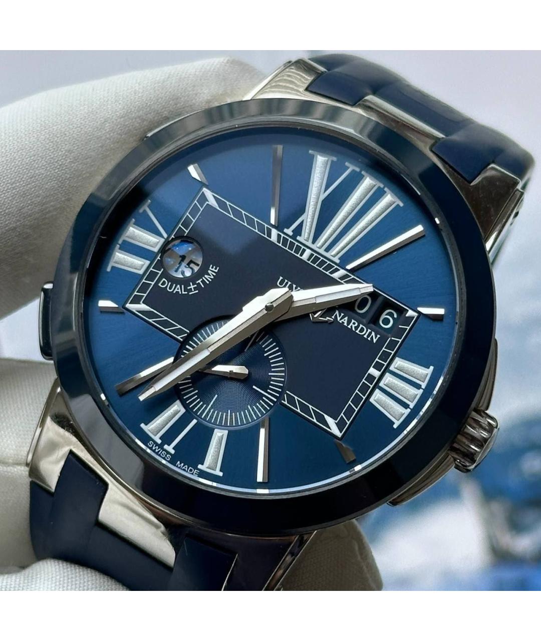Ulysse Nardin Синие стальные часы, фото 4