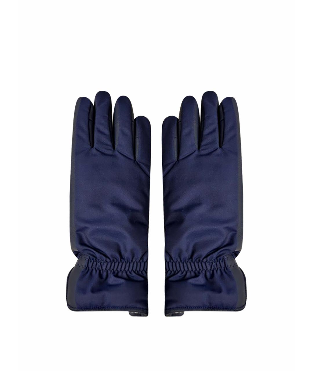 LORO PIANA Синие кожаные перчатки, фото 1