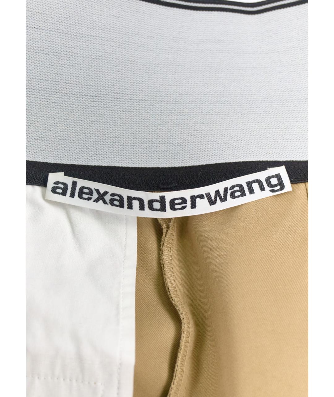 ALEXANDER WANG Бежевые хлопковые брюки широкие, фото 3