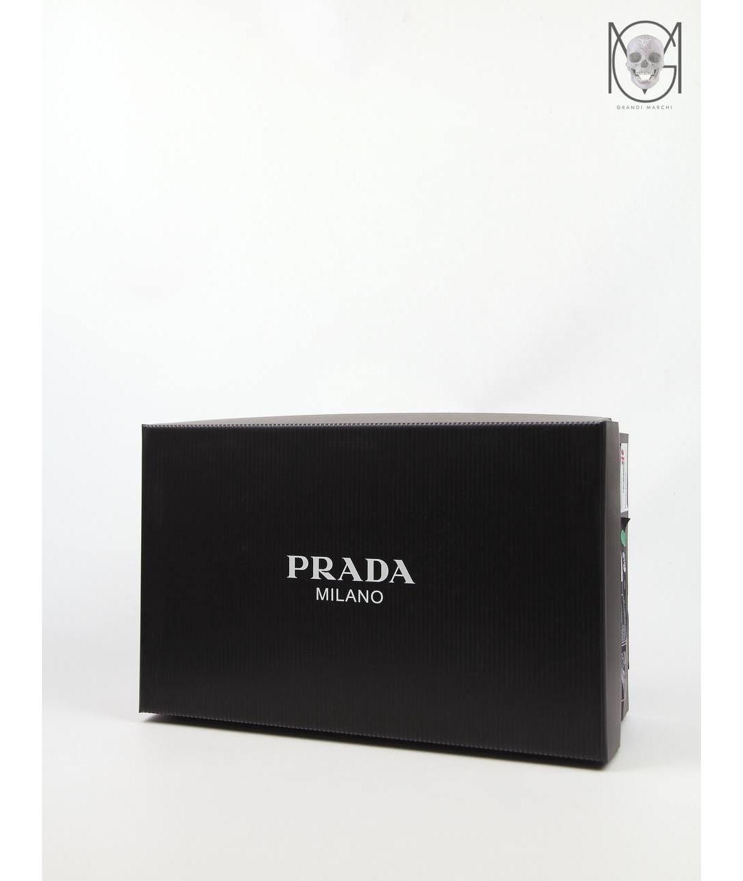 PRADA Черные кожаные низкие кроссовки / кеды, фото 5
