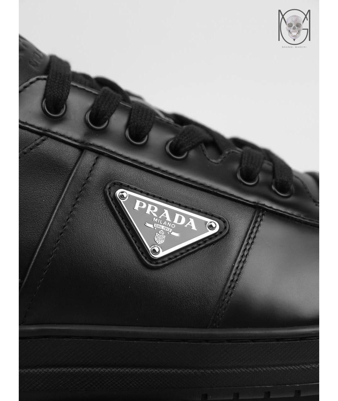 PRADA Черные кожаные низкие кроссовки / кеды, фото 8
