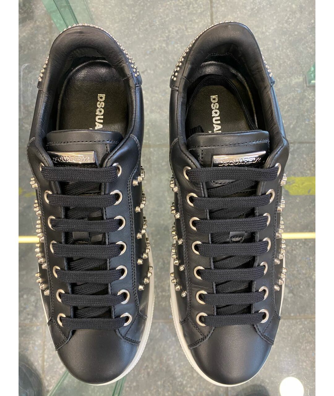 DSQUARED2 Черные кожаные низкие кроссовки / кеды, фото 3