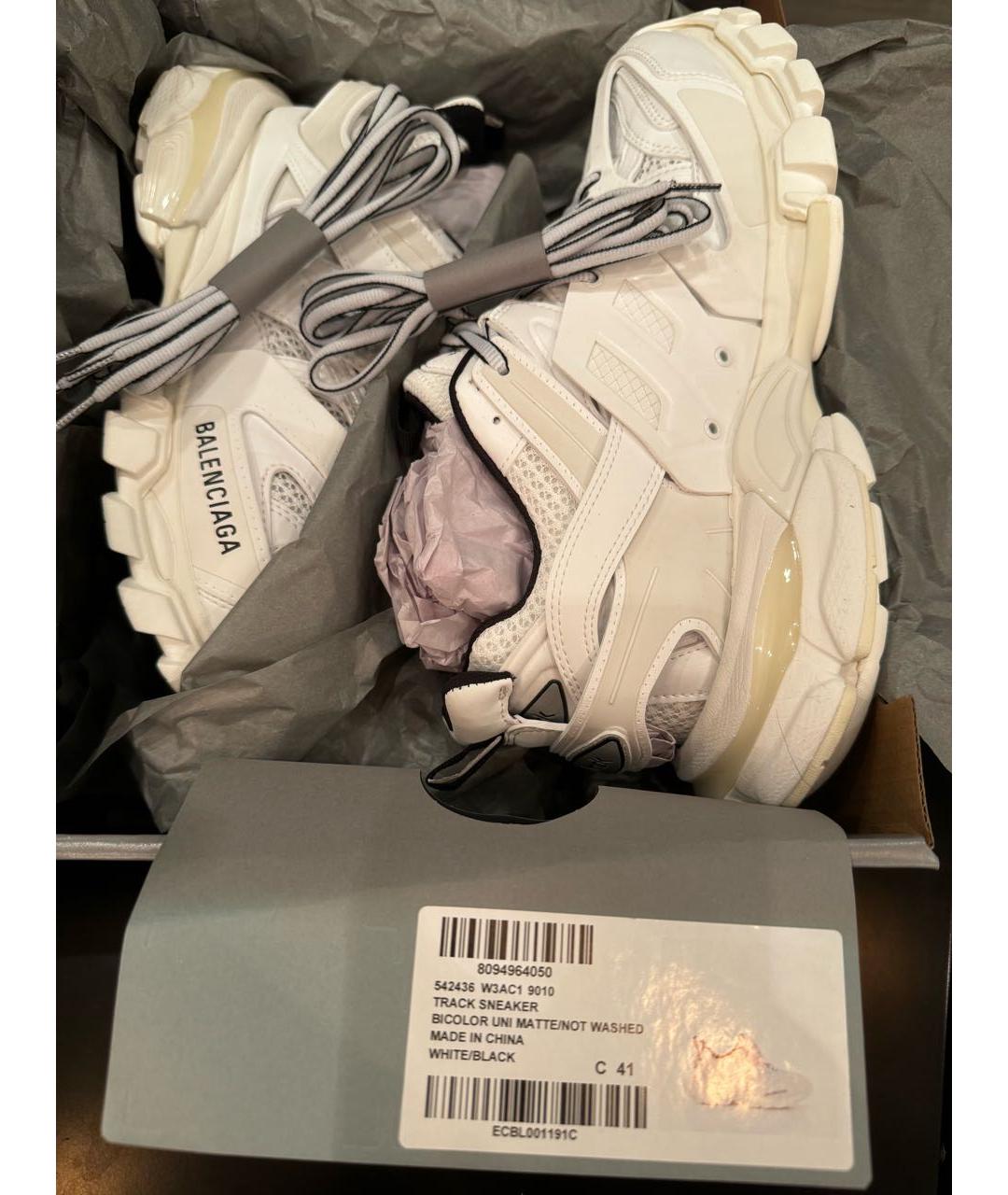 BALENCIAGA Белые кожаные кроссовки, фото 5