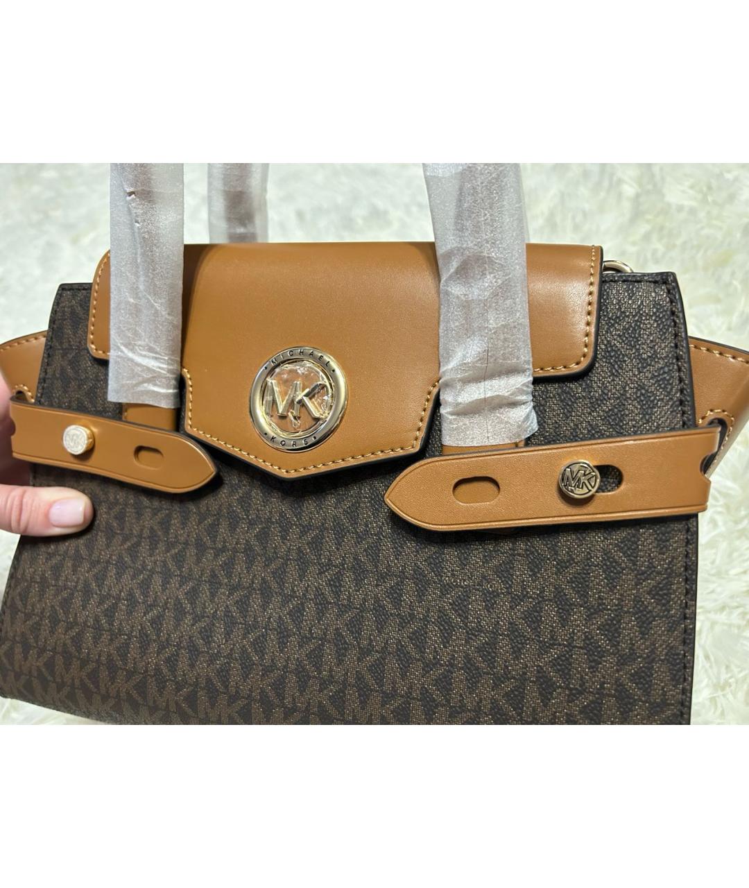 MICHAEL KORS Коричневая кожаная сумка с короткими ручками, фото 4