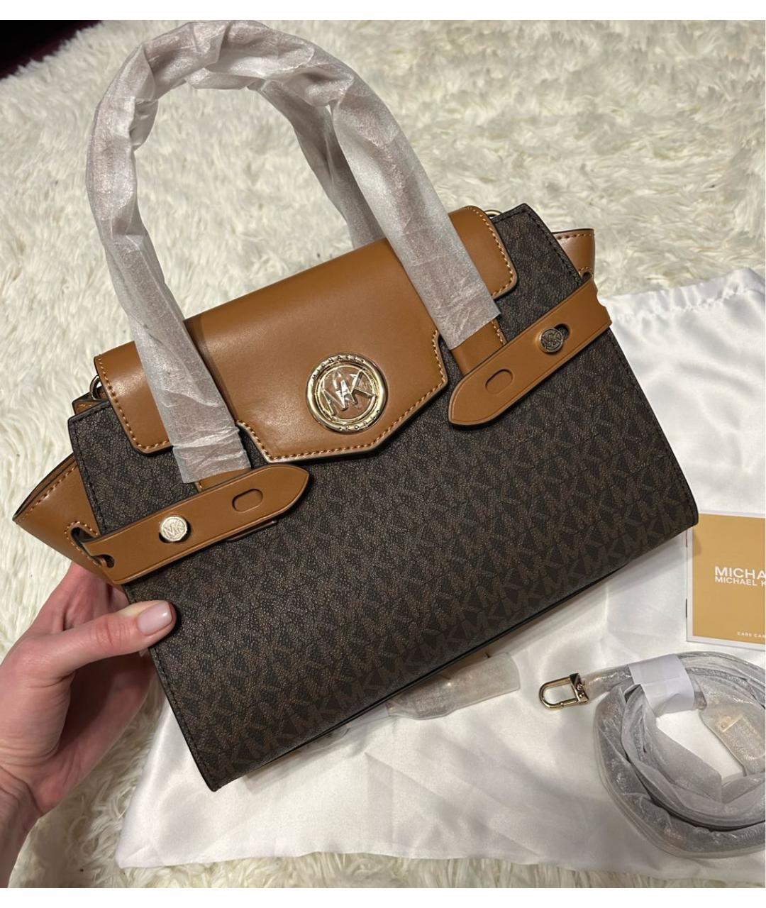 MICHAEL KORS Коричневая кожаная сумка с короткими ручками, фото 8