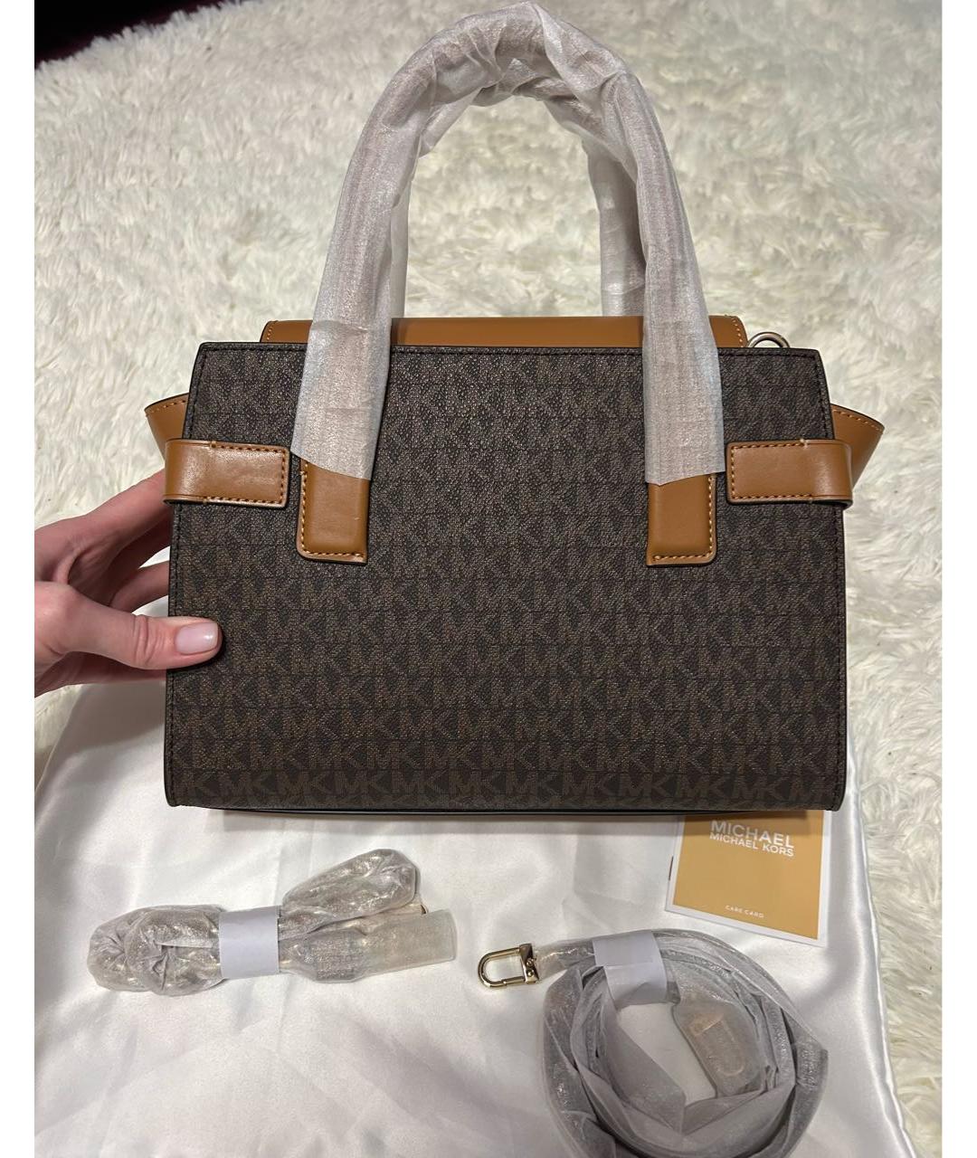 MICHAEL KORS Коричневая кожаная сумка с короткими ручками, фото 2