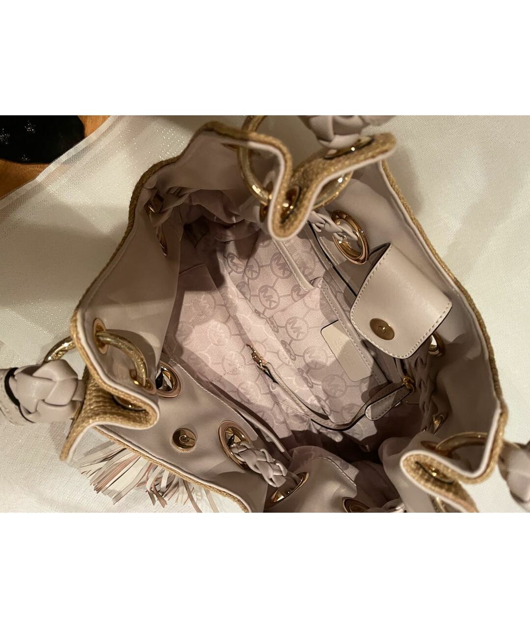 MICHAEL KORS Бежевая сумка тоут из искусственной кожи, фото 4
