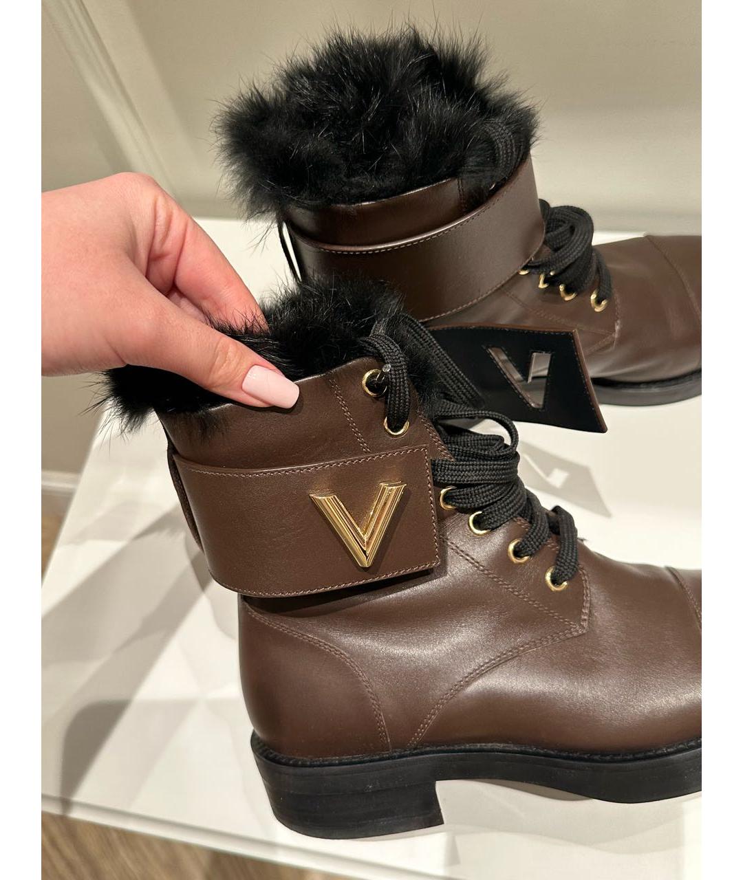 LOUIS VUITTON Коричневые кожаные ботинки, фото 5