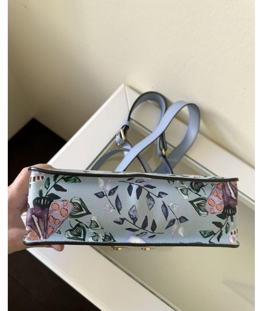 FURLA Голубая кожаная сумка с короткими ручками, фото 7