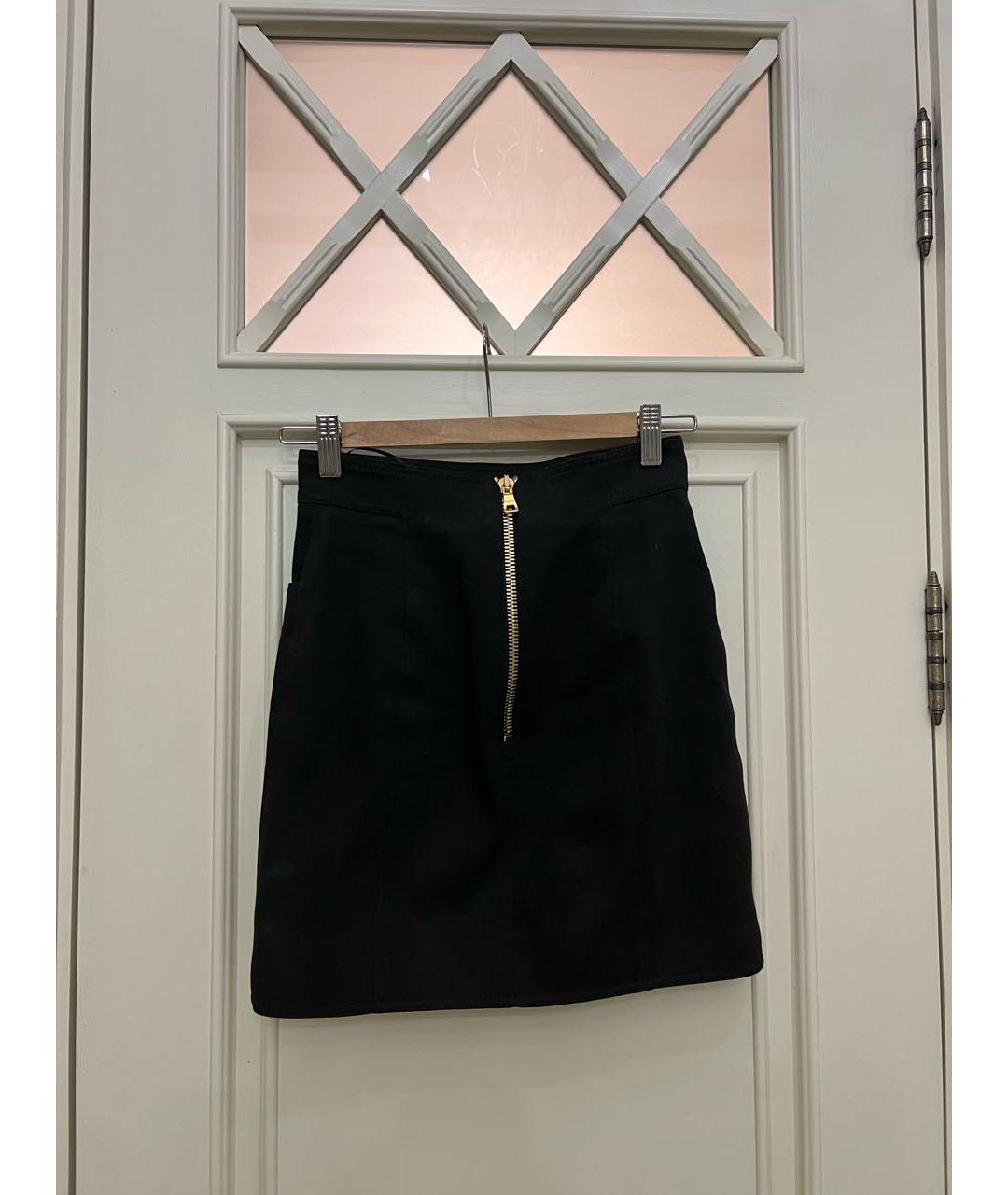 BALMAIN Черная хлопковая юбка мини, фото 2