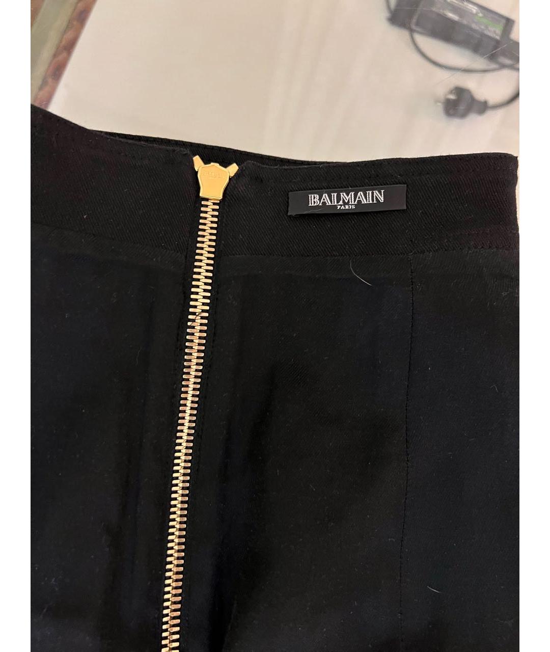 BALMAIN Черная хлопковая юбка мини, фото 3