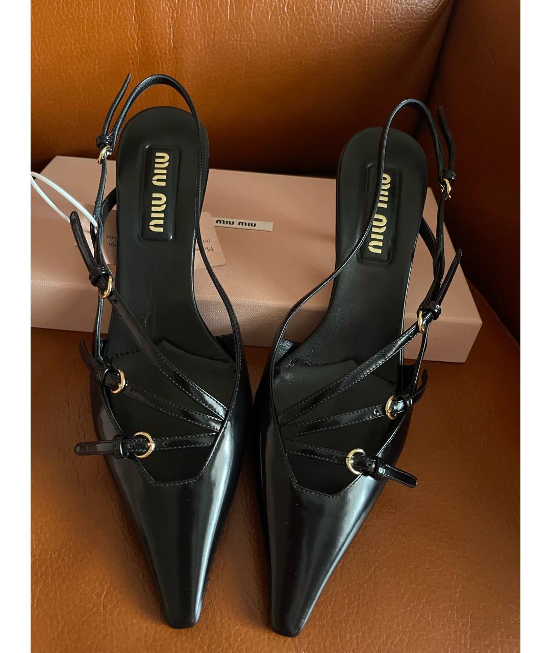 MIU MIU Черные кожаные туфли, фото 2