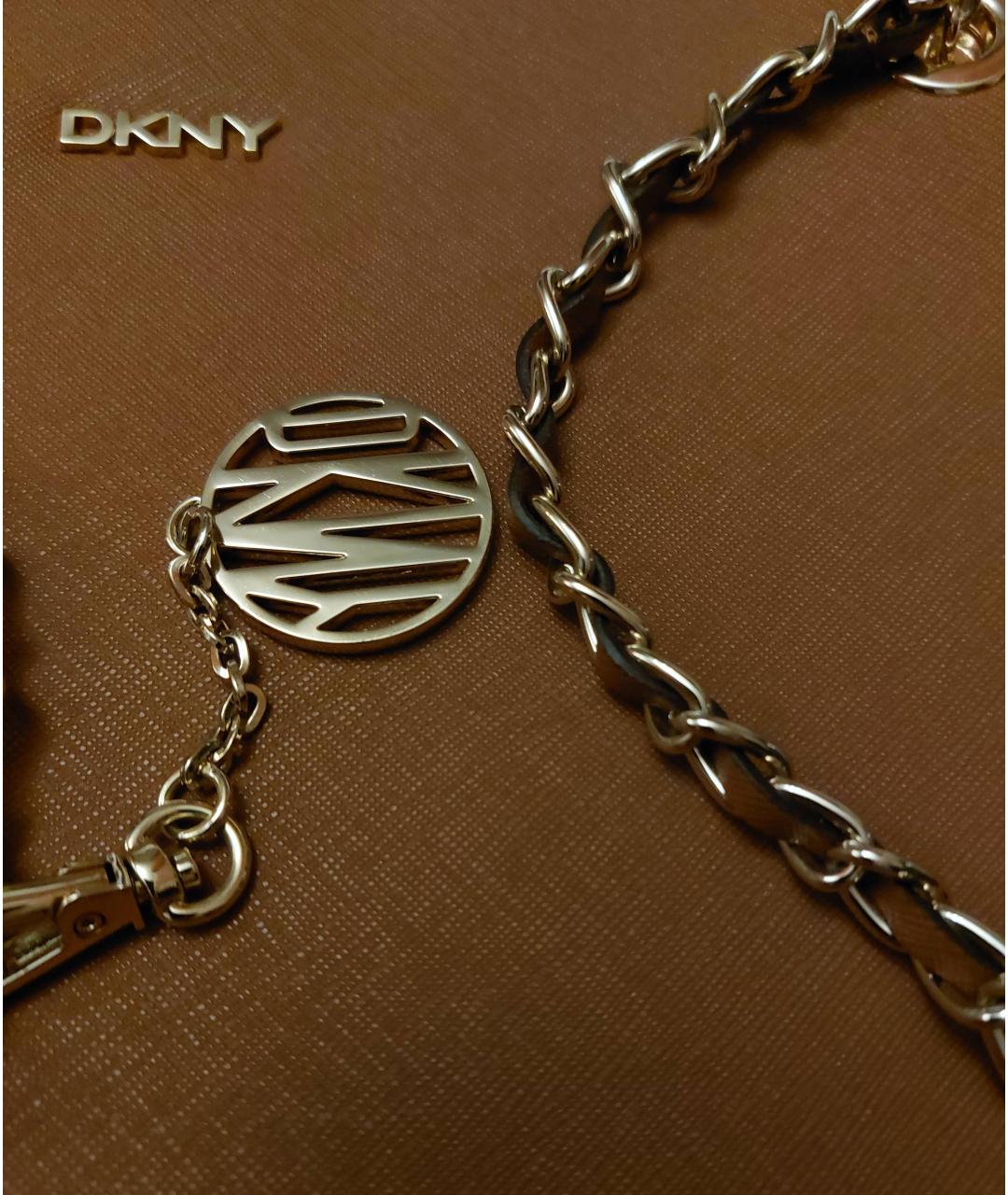 DKNY Коричневая кожаная сумка через плечо, фото 8
