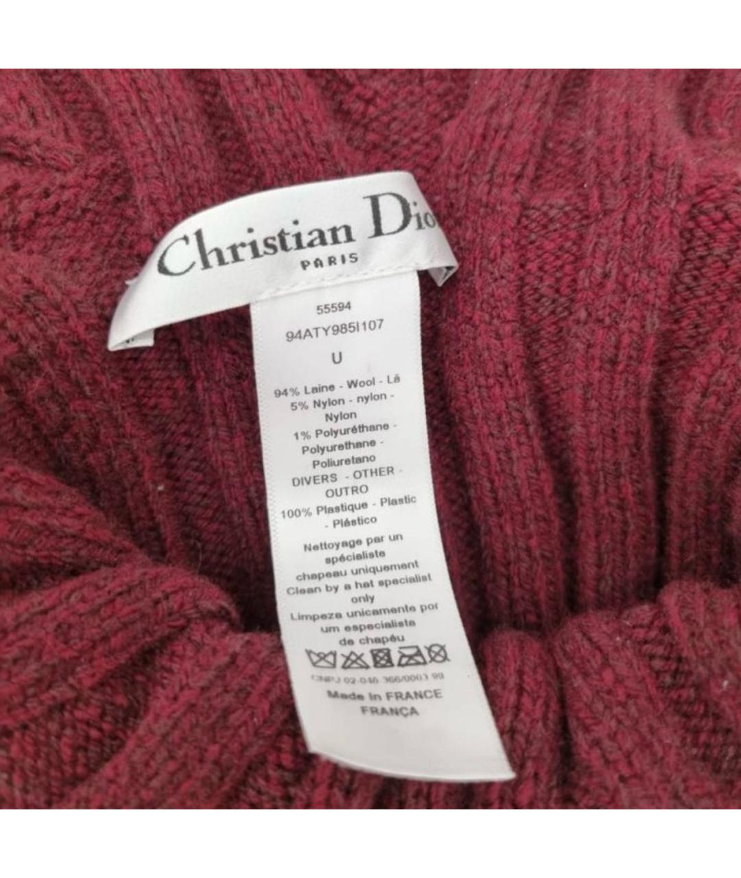 CHRISTIAN DIOR PRE-OWNED Бордовая шерстяная шапка, фото 4