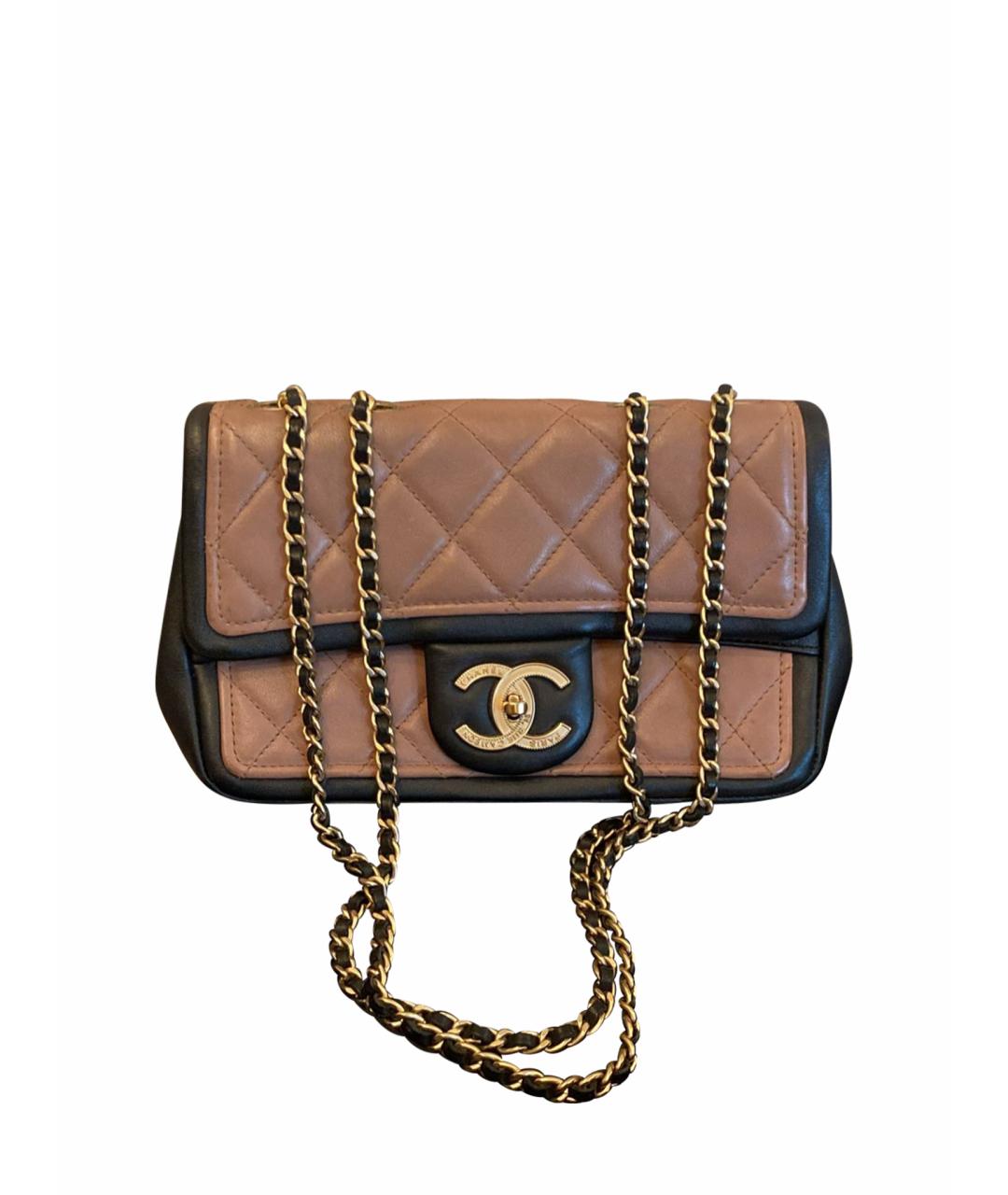 CHANEL PRE-OWNED Бежевая кожаная сумка через плечо, фото 1