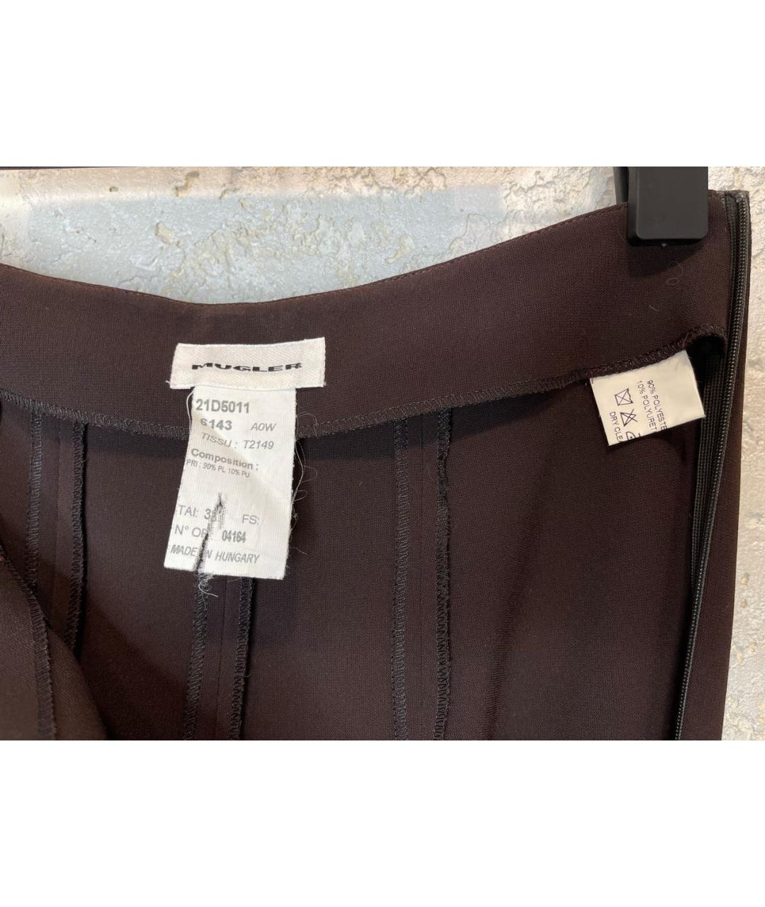 THIERRY MUGLER VINTAGE Коричневые полиэстеровые брюки широкие, фото 3