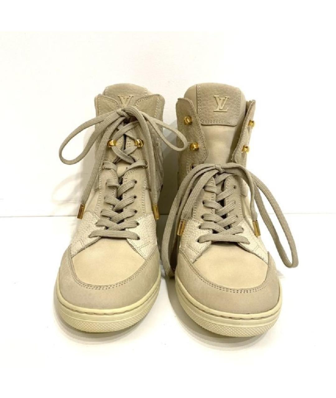 LOUIS VUITTON PRE-OWNED Бежевые кожаные кроссовки, фото 2
