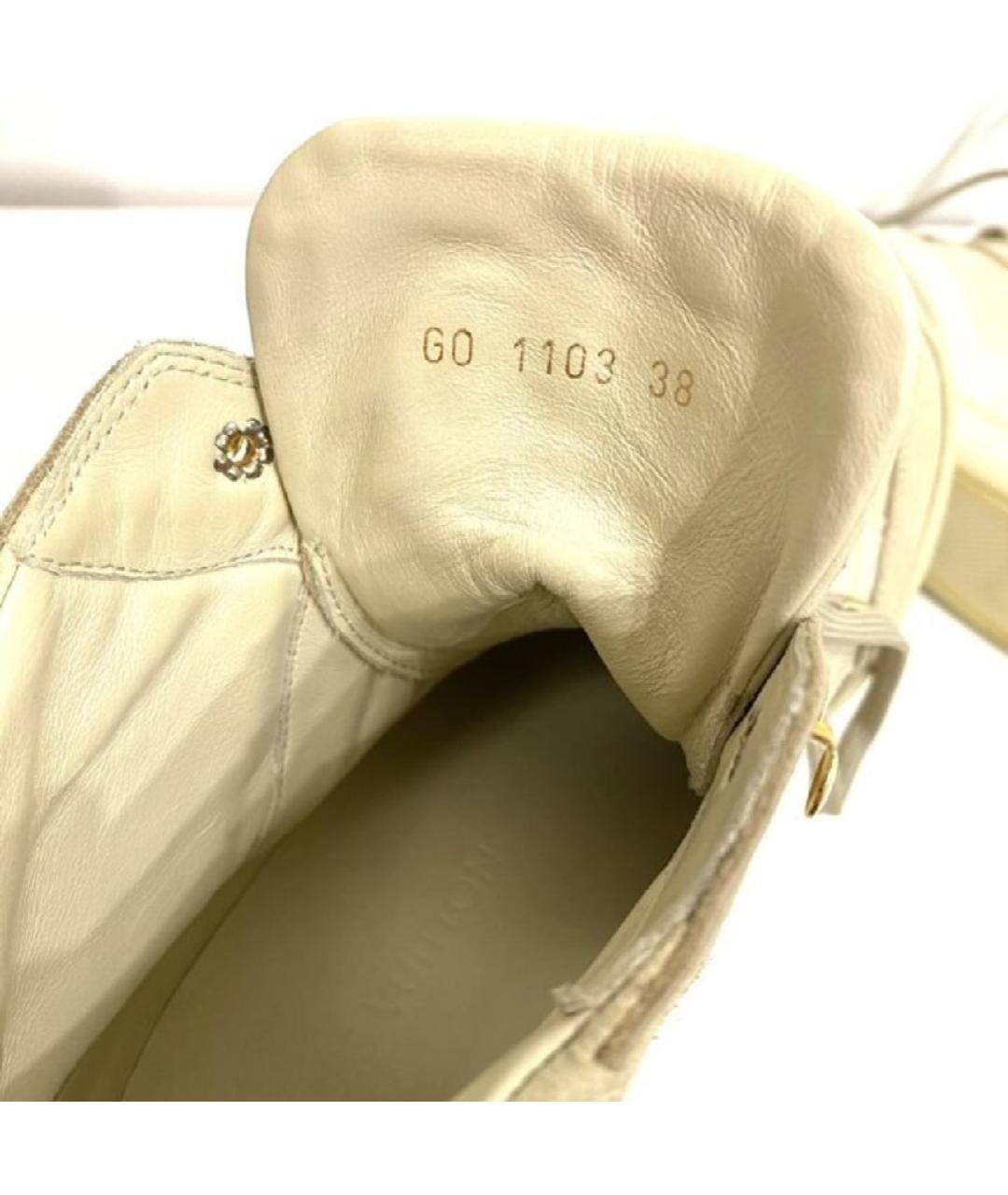 LOUIS VUITTON PRE-OWNED Бежевые кожаные кроссовки, фото 5