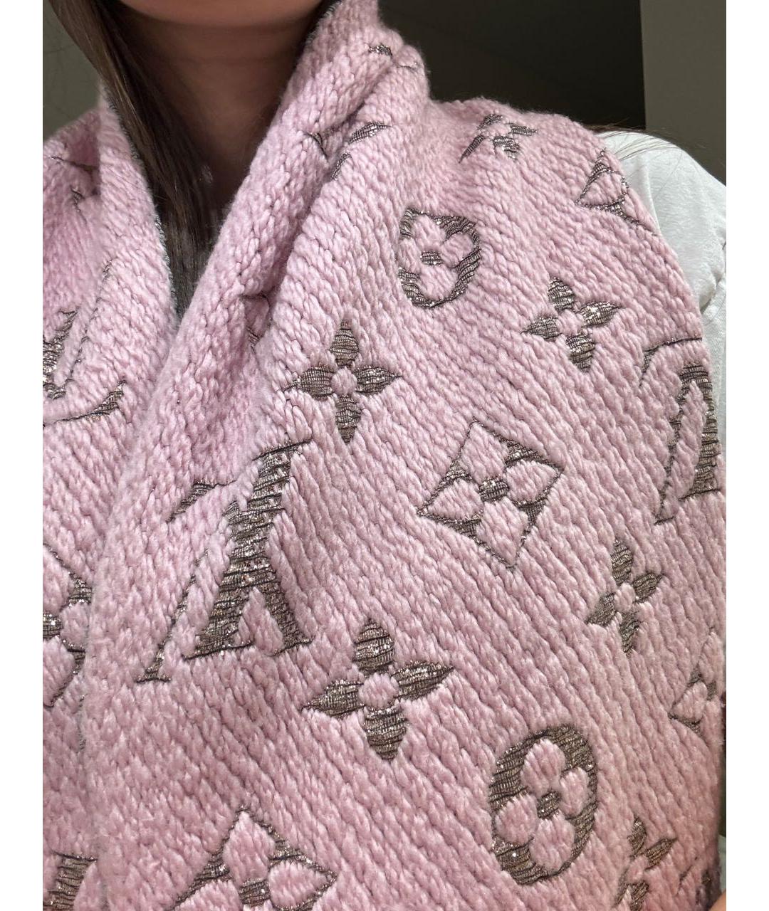 LOUIS VUITTON Розовый шерстяной шарф, фото 2