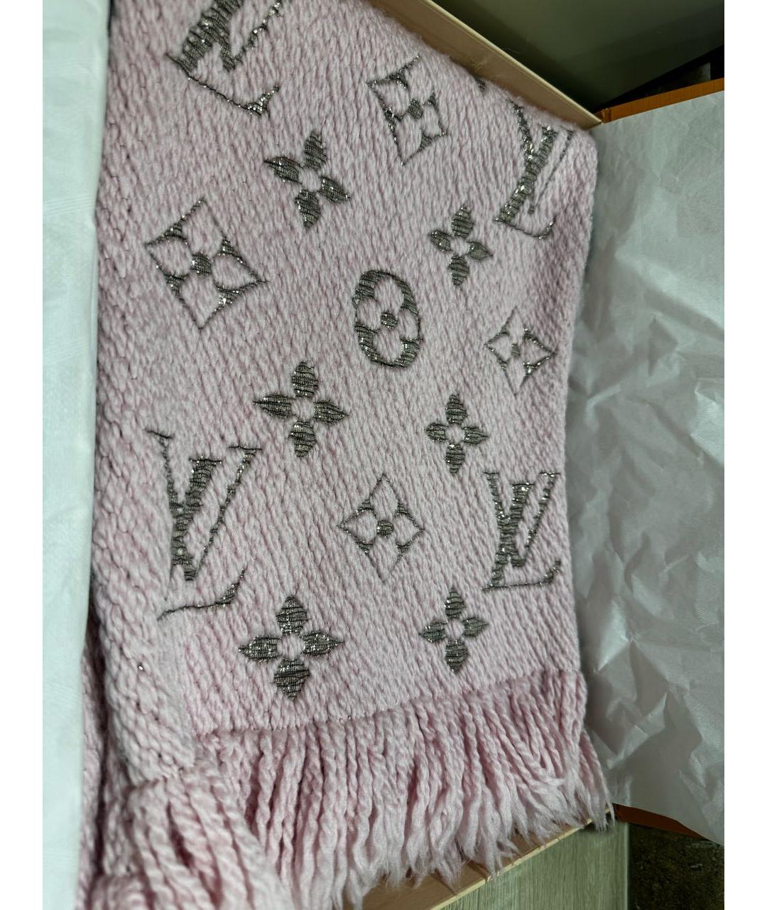LOUIS VUITTON Розовый шерстяной шарф, фото 6