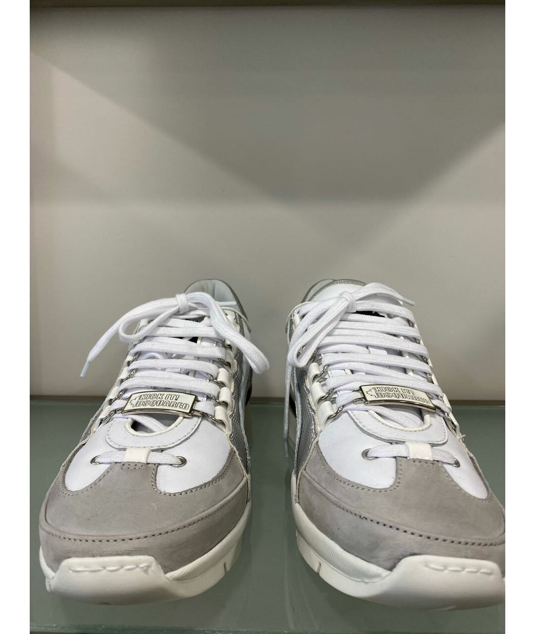 DSQUARED2 Белые кожаные низкие кроссовки / кеды, фото 2