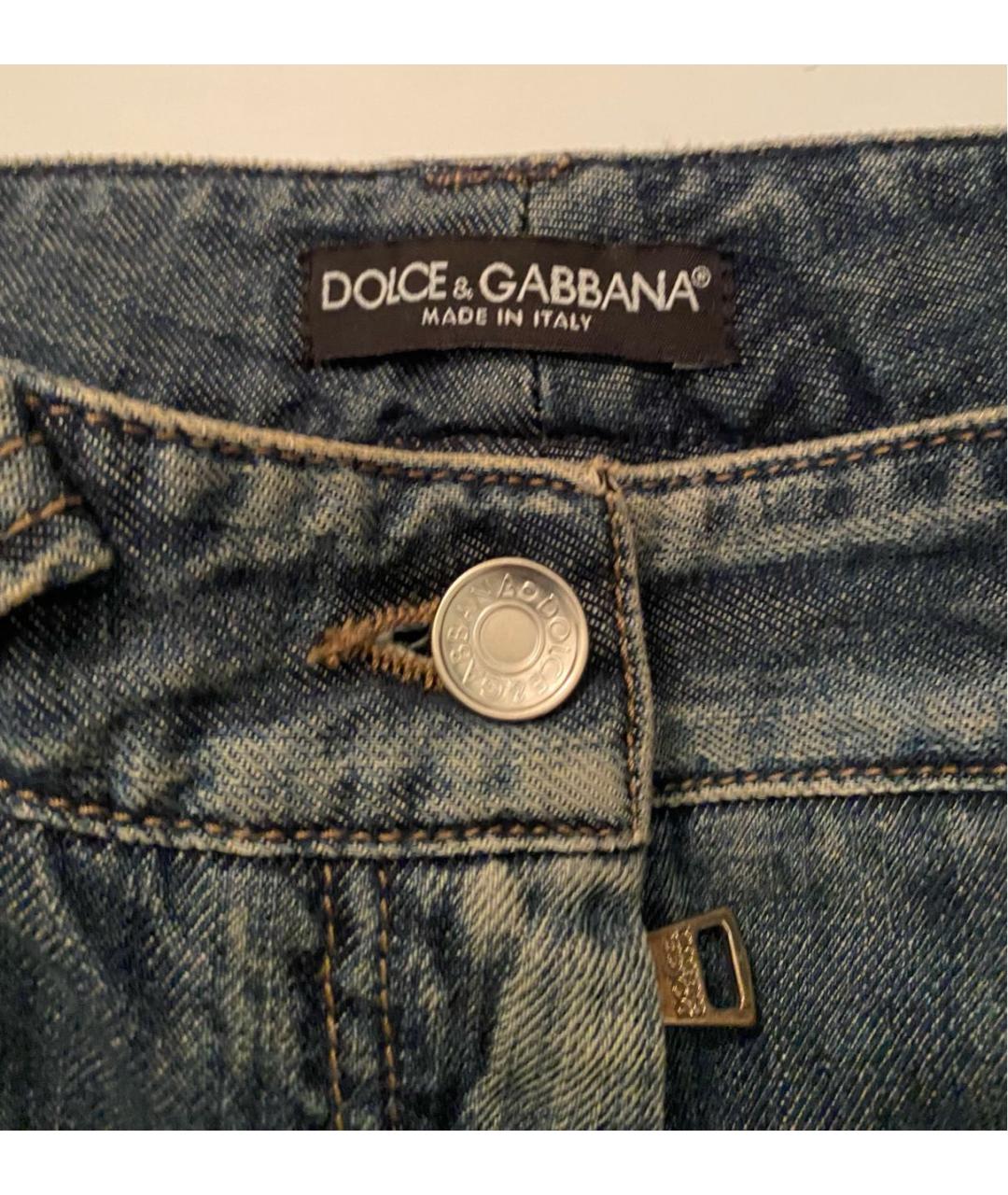 DOLCE&GABBANA Голубые хлопковые джинсы клеш, фото 7