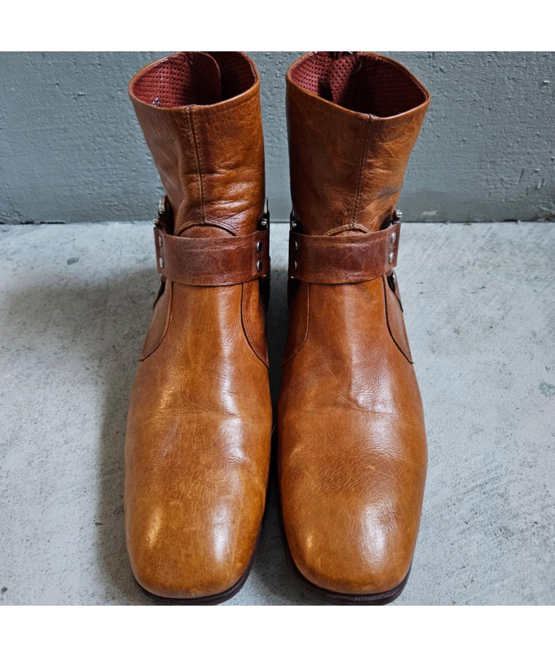 ROCCO P. Оранжевое кожаные высокие ботинки, фото 2